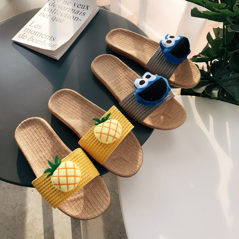 日系水果系列手编超轻亚麻拖鞋情侣居家可爱防滑凉拖鞋时尚软底鞋,女鞋,一字拖,淘宝优惠券,粉丝福利购,淘宝优惠卷