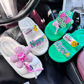 女外穿夏季 花朵厚底新款 超软防滑一字沙滩鞋 多巴胺拖鞋 室内平底鞋