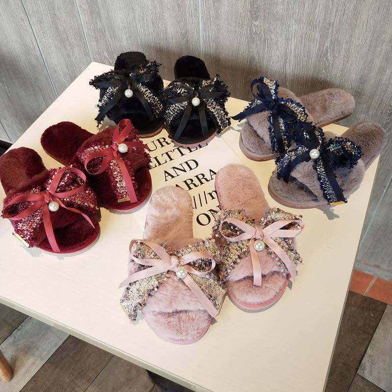 保暖防滑一字拖韩范室内居家