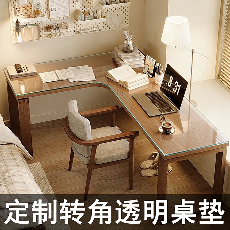 透明PVC转角异形桌布定制防水图片