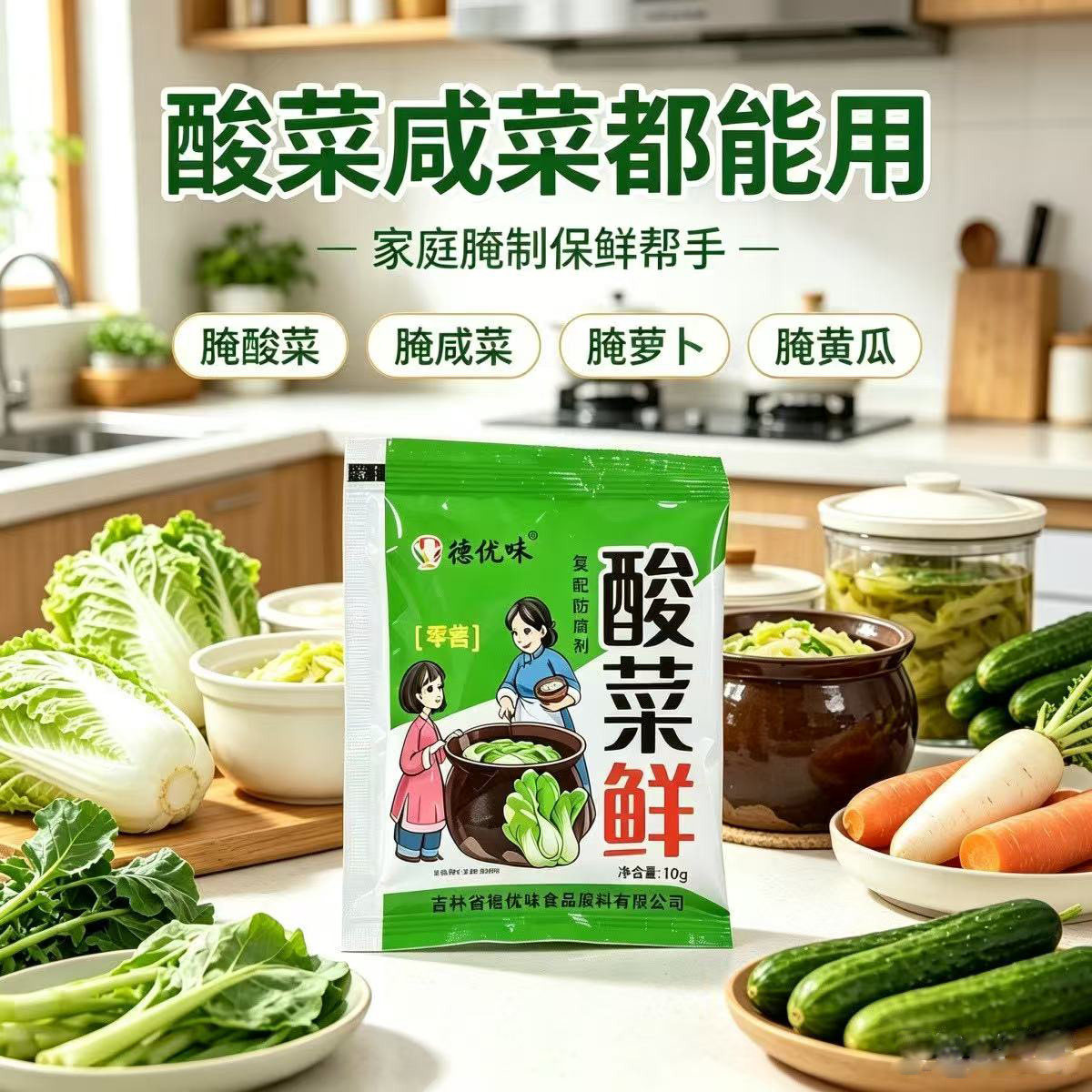 德优味酸菜鲜东北家用腌制酸菜防腐剂 余盛酸菜鲜 保鲜剂抗氧化