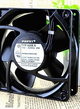 德国PAPST TYP 4606X 115V 20W 12CM 全金属耐高温散热风扇 12038