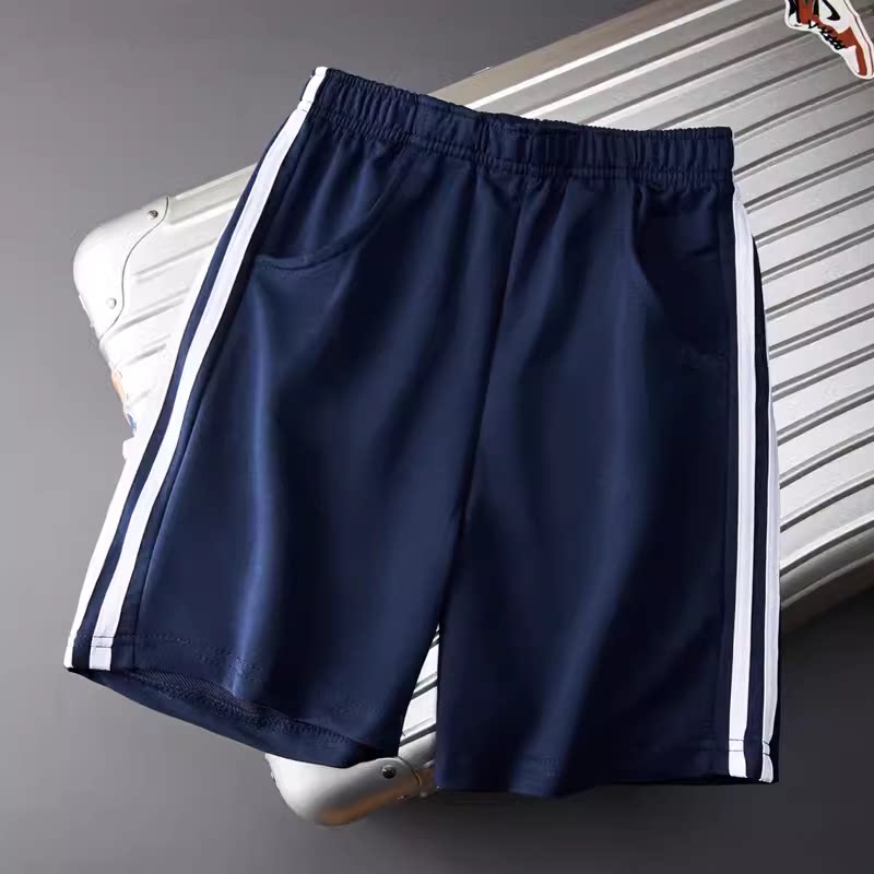 小学生短裤藏青色运动男童杠条