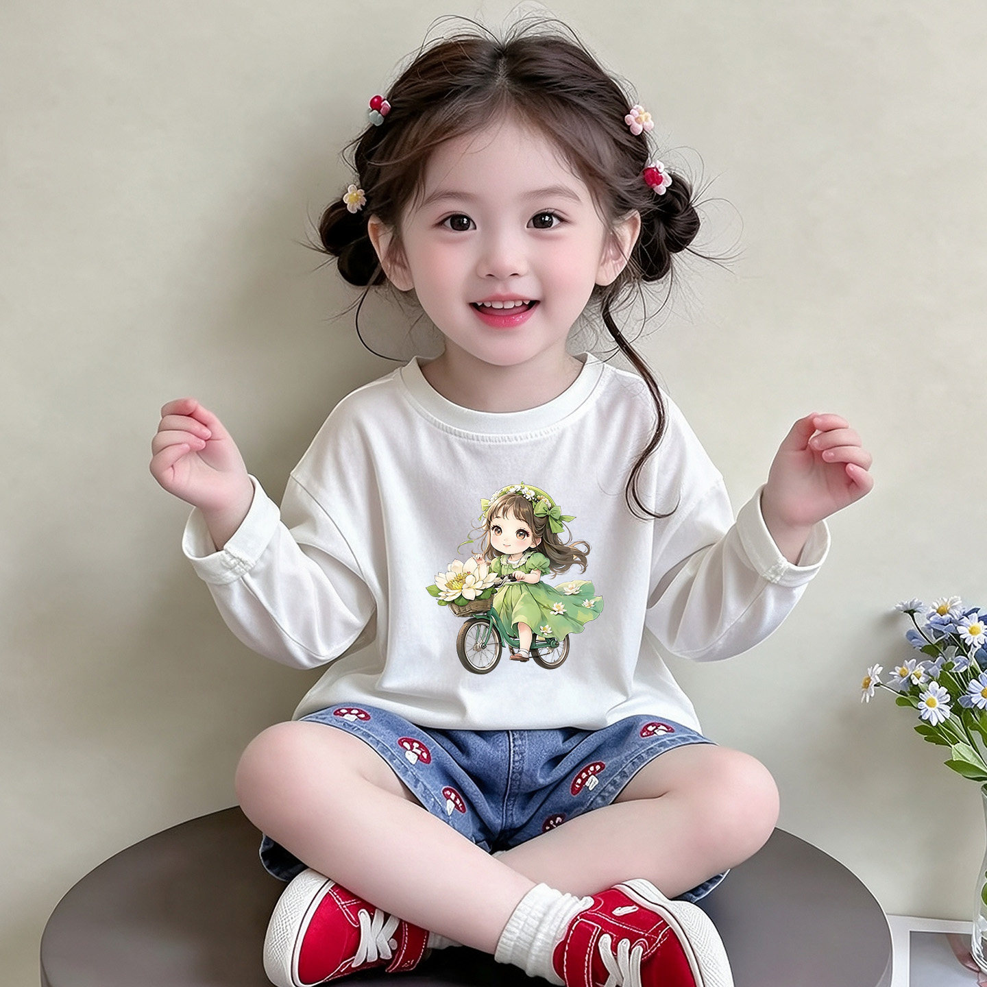 2026新款女童纯棉长袖T恤女宝超好看春秋季打底衫儿童卡通上衣服
