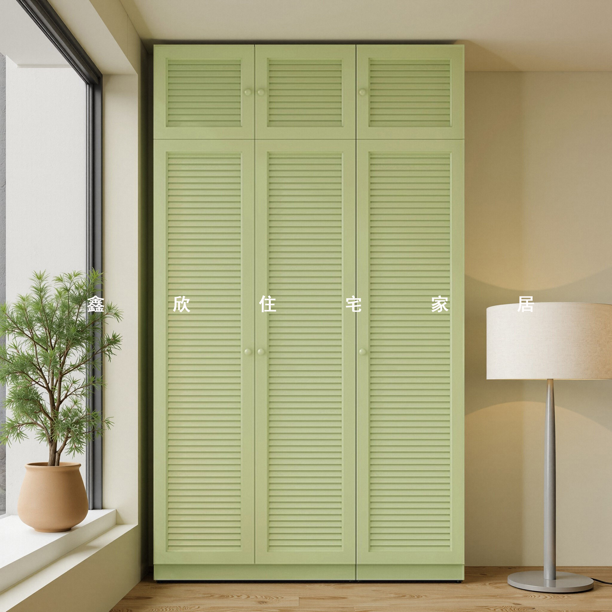 奶油风铁艺百叶门阳台柜防晒防水