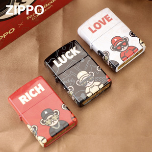 Zippo芝宝正品防风煤油棉打火机Teddybear泰迪熊联名个性送礼套装