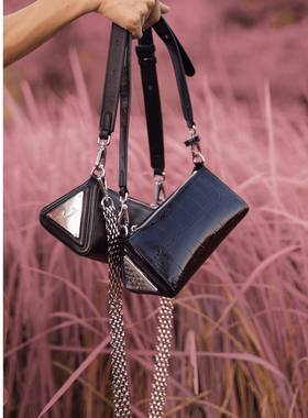 IUBALLET新品 原创三角包 头层牛皮腋下链条包 单肩斜挎包