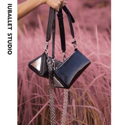IUBALLET新品 原创三角包 头层牛皮腋下链条包 单肩斜挎包