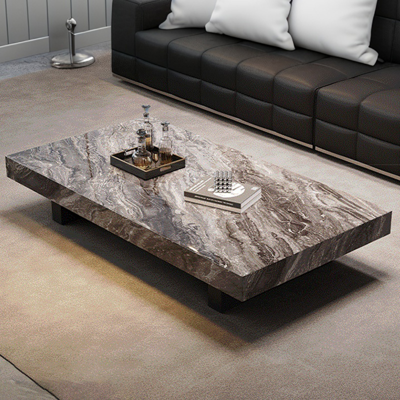 意式极简岩板茶几轻奢高级感