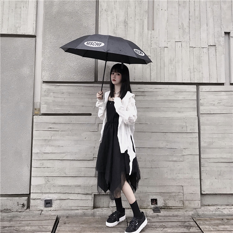 Real price new high waist temperament yarn skirt sunscreen shirt suit black suspender dress women's summer