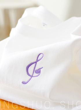 短袖T恤女夏季2025新款情侣装100%纯棉白色半袖t刺绣圆领宽松上衣