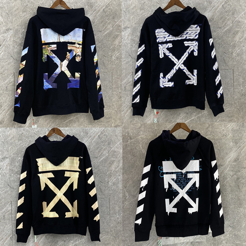 过验OFF莫奈油画卫衣男女情侣休闲长袖OW宽松箭头连帽衫外套WHITE在类目 女装/女士精品, 卫衣/绒衫中 - 来自Buy2taobao.com提供专业的淘宝代购服务