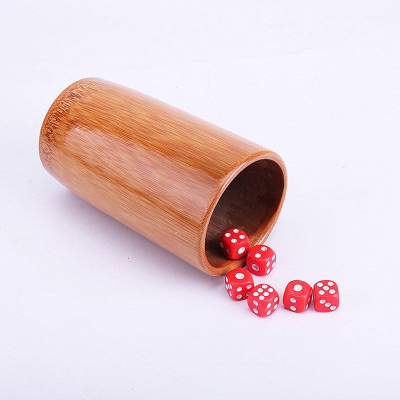 骰子骰盅套装家用高档创意竹木骰盅筛盅色子酒吧ktv摇色骰子直筒