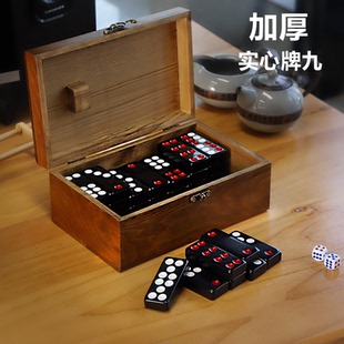 牌九骨牌天九成人家用大号加厚高档手搓牌九广东排九黑色骨牌32张