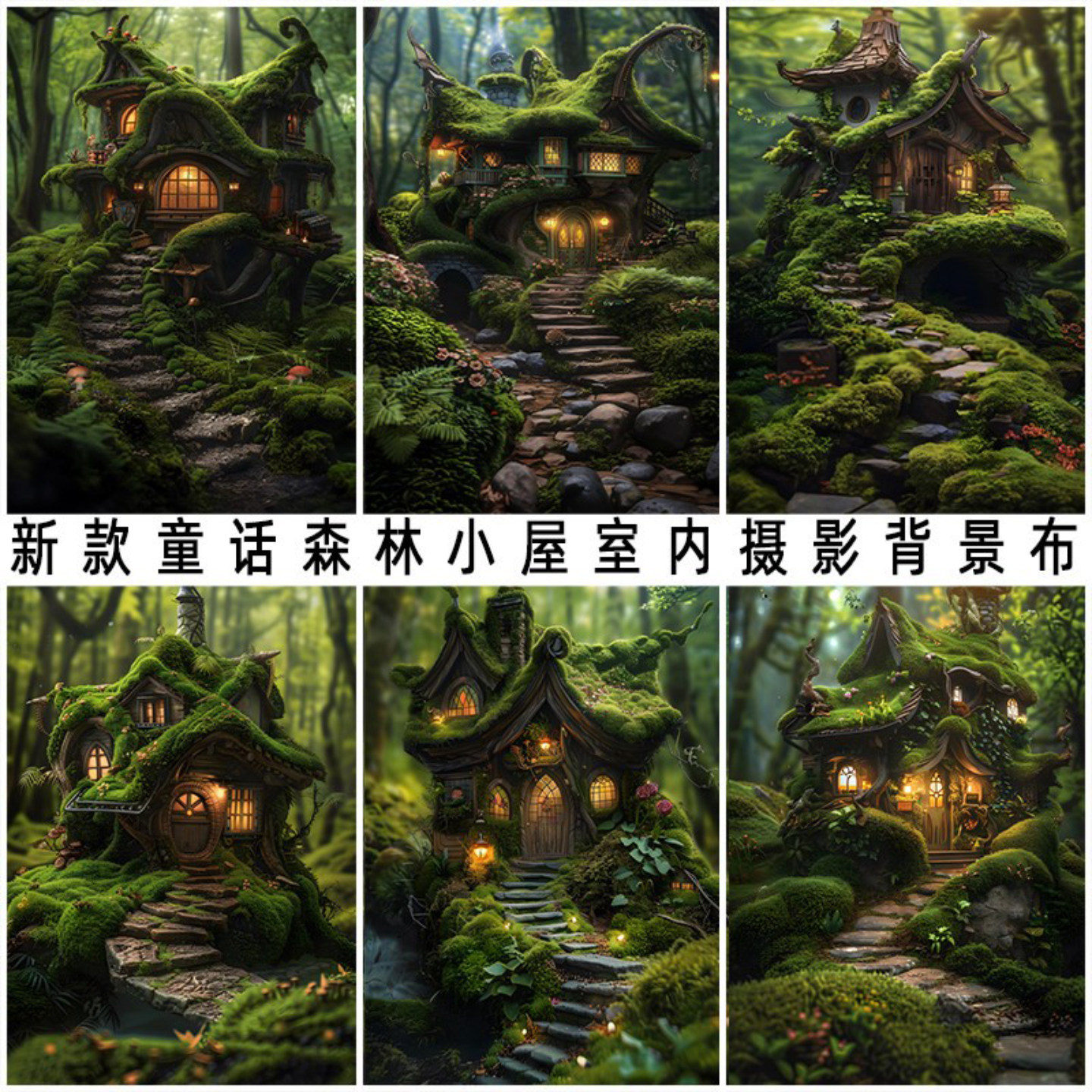 森林小屋童话背景布室内拍照整张