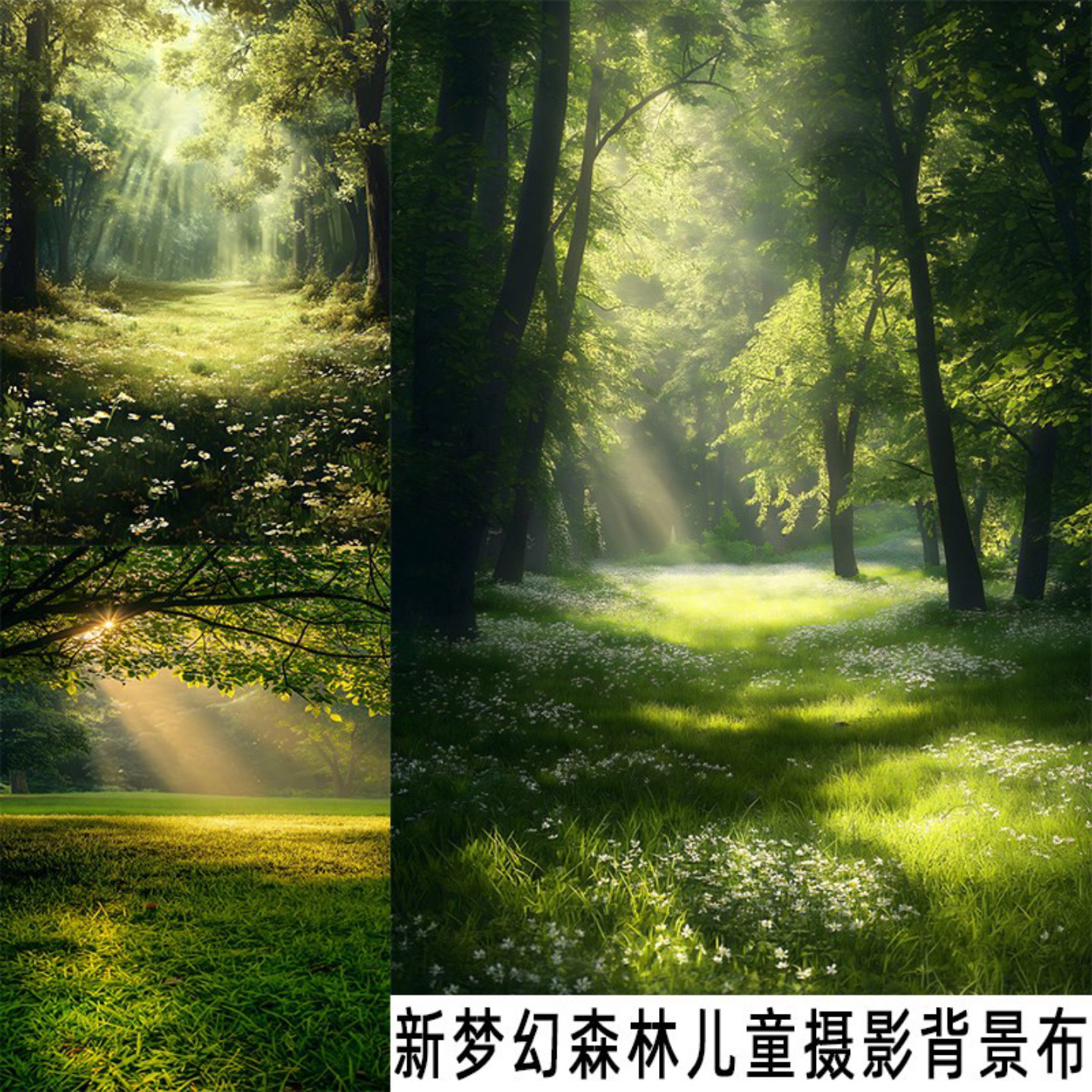 童话梦幻森林草坪仿真拍照背景布
