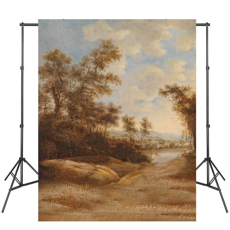 新款油画画意复古欧美风摄影背景布影楼照相馆室内装饰婚纱背景布