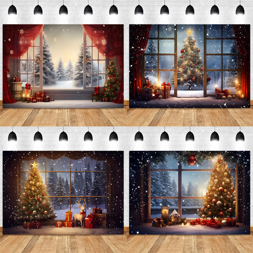 圣诞节圣诞树拍照背景布装饰直播