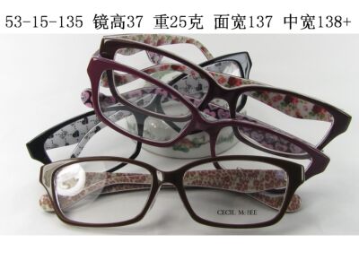 日本板材镶钻咖啡色眼镜架