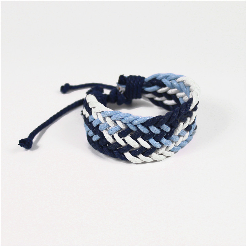 宽版蜡绳线手工编织手链男2.7厘米简约森系三色手绳男女学生礼物