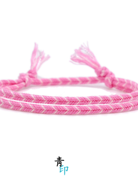 糖果色棉编织手绳细辨双股百搭