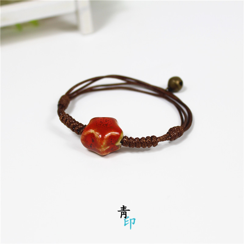 民族风小星星手链女手工陶瓷饰品时尚小清新手饰瓷珠手链女生脚链