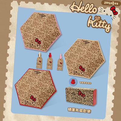 三丽鸥正版授权豹纹KT猫五折伞礼盒装遮阳轻便蝴蝶结太阳伞晴雨伞