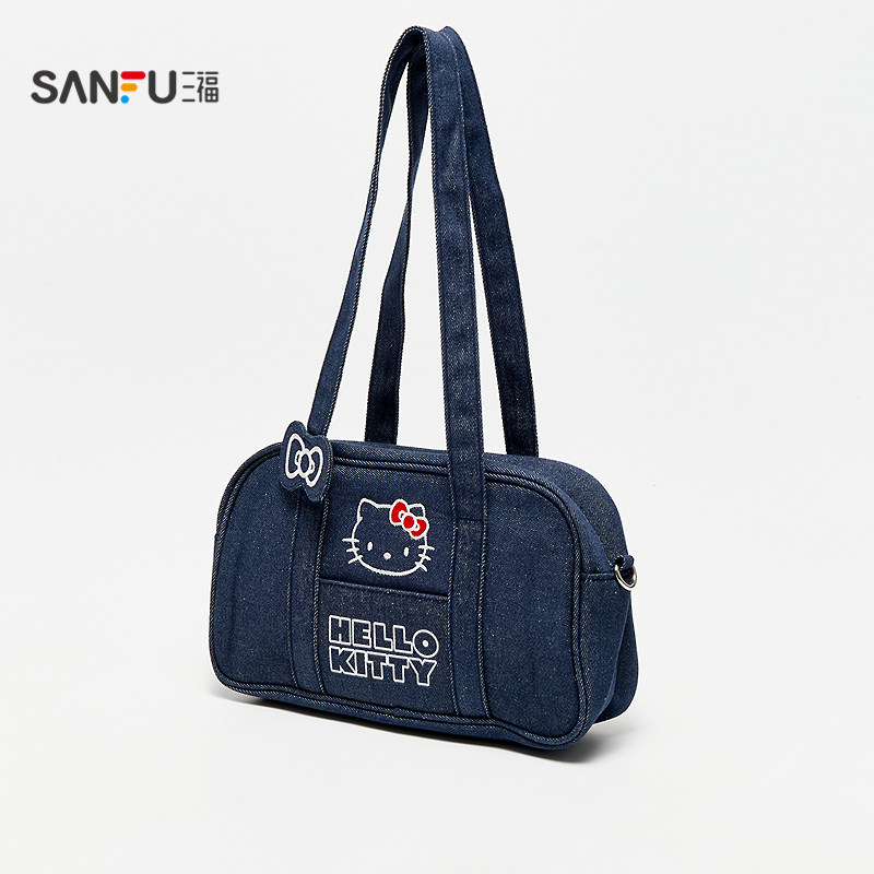 三福航海风凯蒂猫牛仔单肩包 时尚生活日用好物包包846253,箱包皮具/热销女包/男包,手拿包,淘宝优惠券,粉丝福利购,淘宝优惠卷