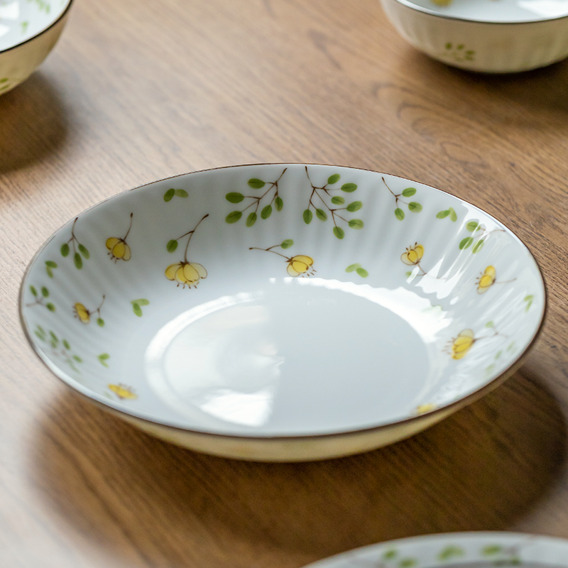 菜盘陶瓷家用圆形小清新釉下彩