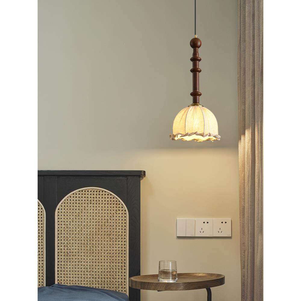 法式中古床头小吊灯侘寂风美式复古餐桌吧台印花布艺单头吊线灯具,家装灯饰光源,床头/玄关/吧台/过道吊灯,淘宝优惠券,粉丝福利购,淘宝优惠卷