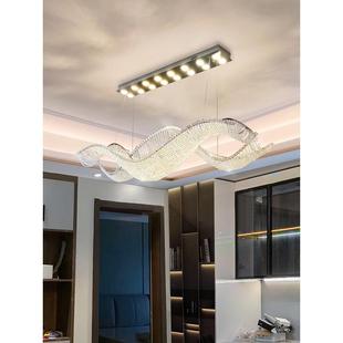 意大利餐厅设计师吊灯餐桌水晶岛台酒店公司前台接待长方形吧台灯