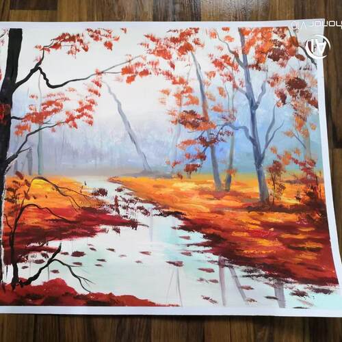 水粉色彩临摹写生成品8K4k丙烯代画彩铅风景画油画代画手绘水彩画