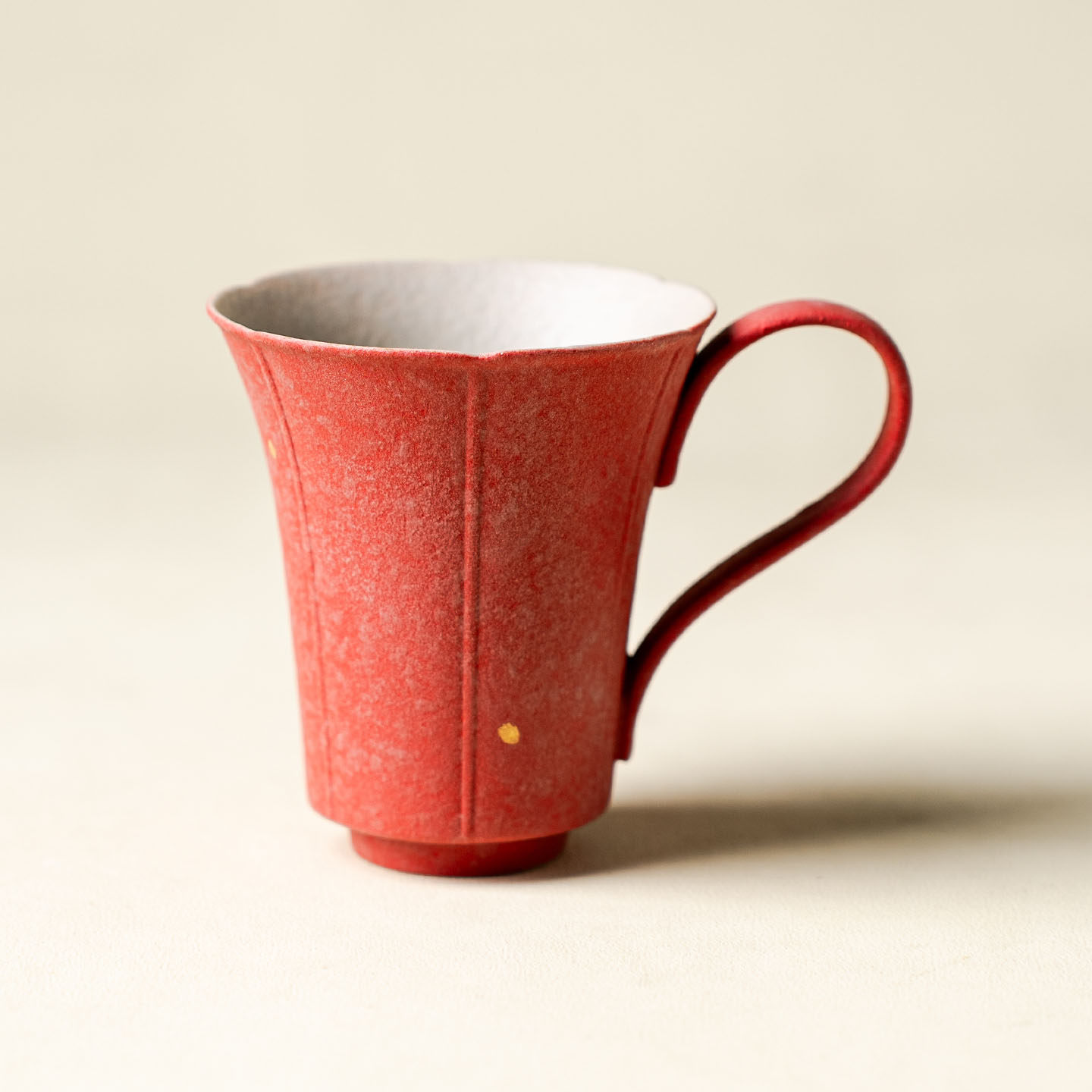 焦红酒金耳把杯陶瓷水杯套装设计感小众手工精致茶具把手杯花瓣杯