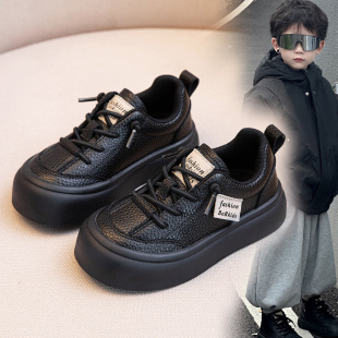 儿童运动鞋2026春秋新款男童真皮板鞋软底单鞋加绒二棉大童鞋冬季