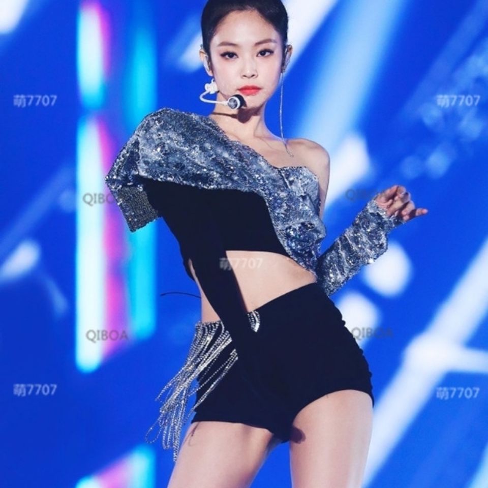 韩国女团金智妮jennie同款流苏高腰性感黑色弹力爵士提臂热短裤