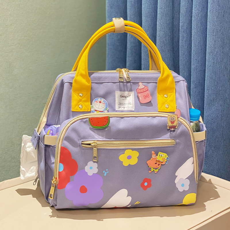 升级版小花系列三用手提包女时尚大容量防水质感单肩斜挎包妈妈包