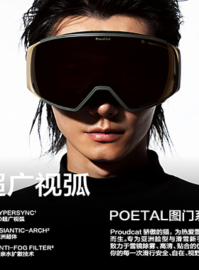Proudcat骄傲的猫滑雪眼镜男女专业单双板护目镜磁吸雪镜防雾图门