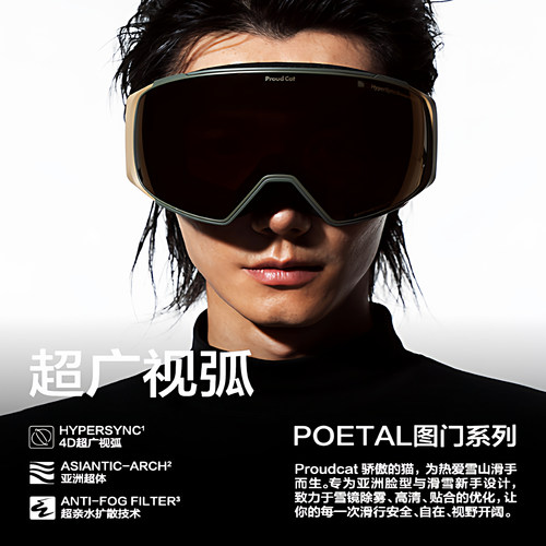 proudcat磁吸专业滑雪眼镜图门