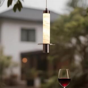 锦云床头小吊灯现代极简天然西班牙云石玄关吧台可升降智能装饰灯