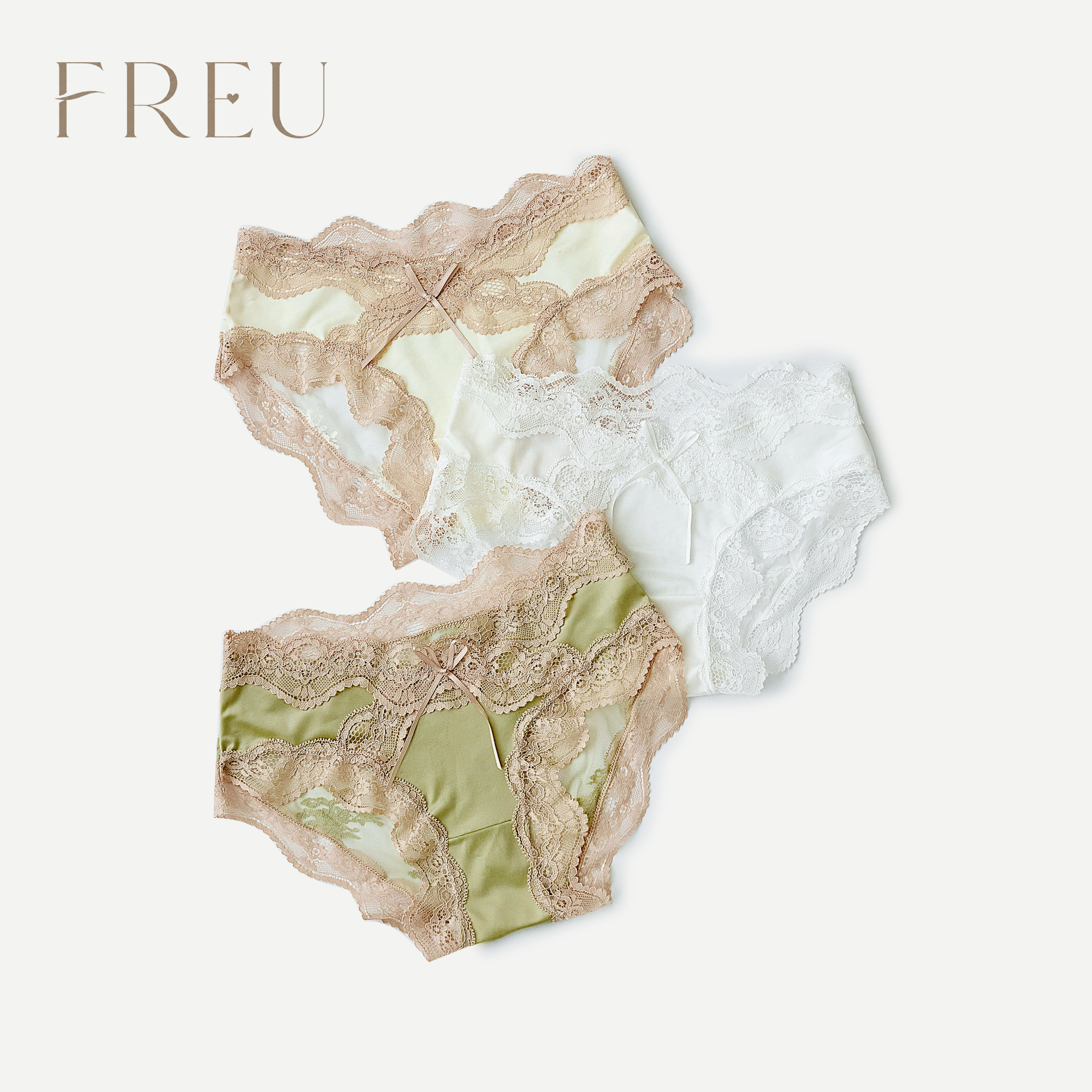 FREU蕾丝纯棉档女三角裤薄款