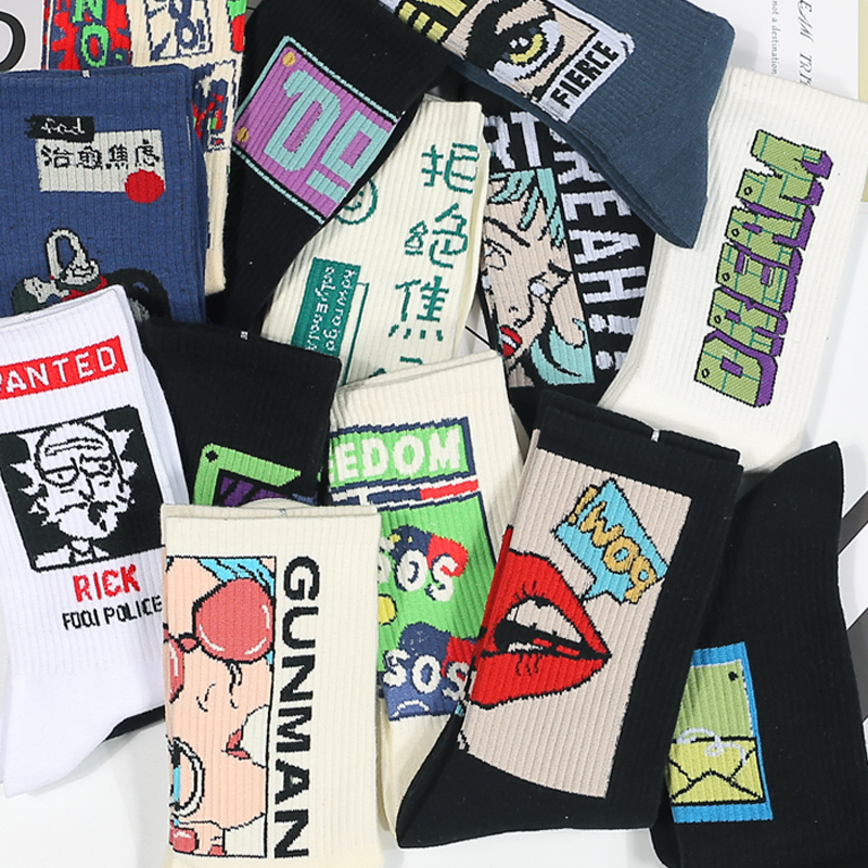 嘻哈运动男生精梳棉中长袜