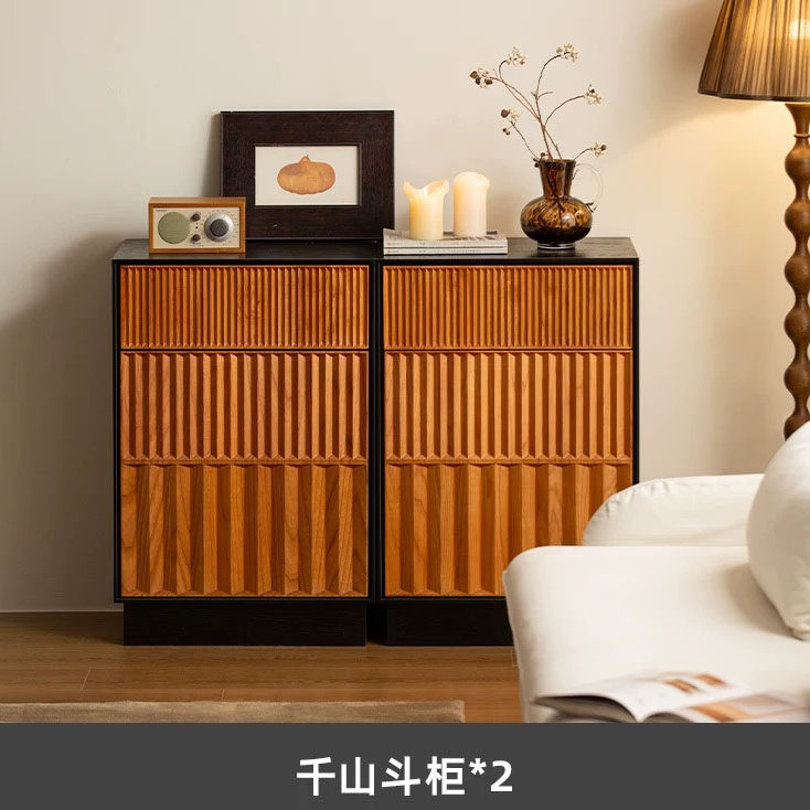 简约中古风实木多层收纳斗柜