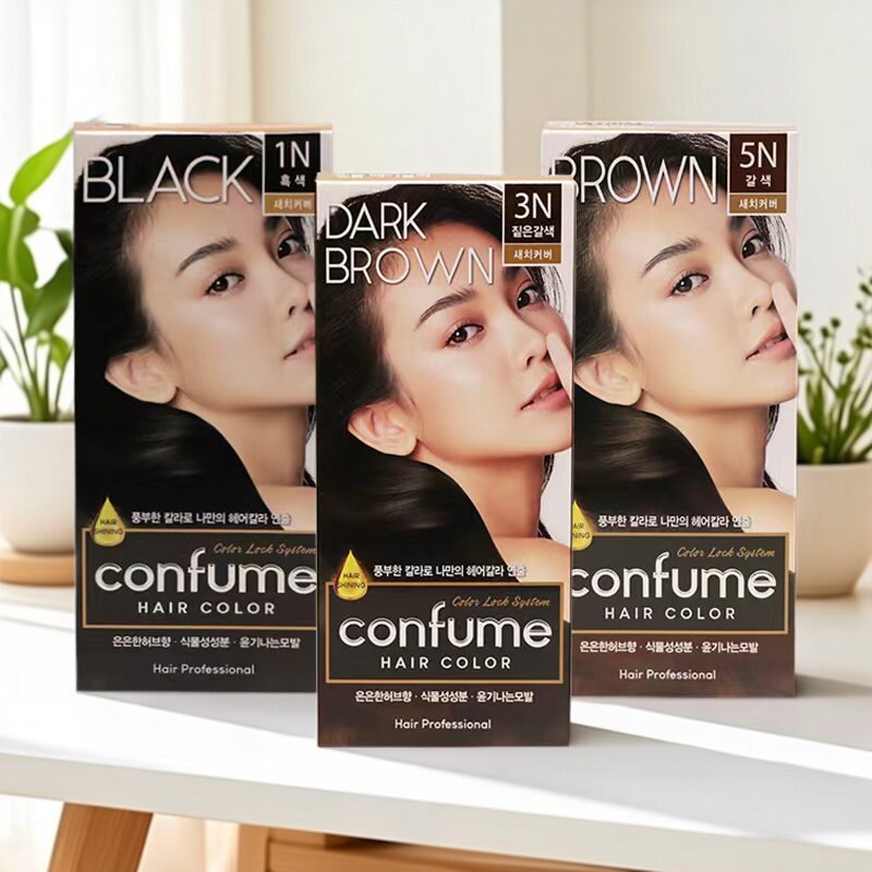 韩国染发剂confume科馥染发膏遮盖白发植物添加温和无味自己染