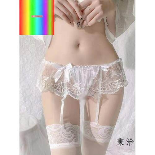 性感网红纯欲风黑白色蕾花边长中筒过膝吊带袜女夏季吊带袜
