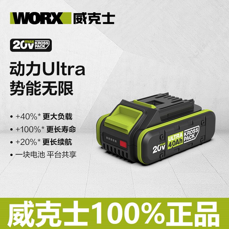 威克士电池4.0UItra全极耳锂电电池WA3276原装正品角磨电锤大脚板