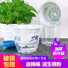 加厚自动吸水绿萝花盆吊兰绿植水培免浇水懒人透明储水塑料盆