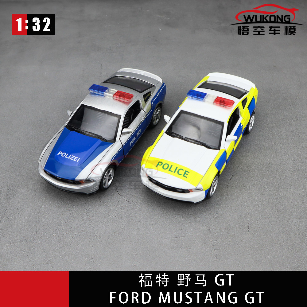 彩珀1/32福特野马gt警车合金车模声光回力儿童玩具车汽车模型摆件