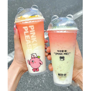 普通90口径一次性熊猫头杯盖芋泥波波杯盖子甜点打包盖子