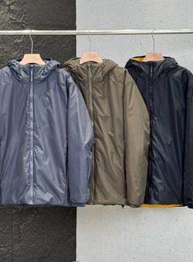 秋冬新款高级户外运动休闲轻量防风防泼水保暖连帽宽松棉衣外套男