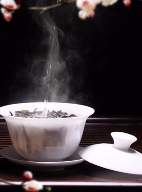 可悬停高档骨瓷盖碗茶杯单个潮州茶具陶瓷家用功夫三才超薄胎白瓷